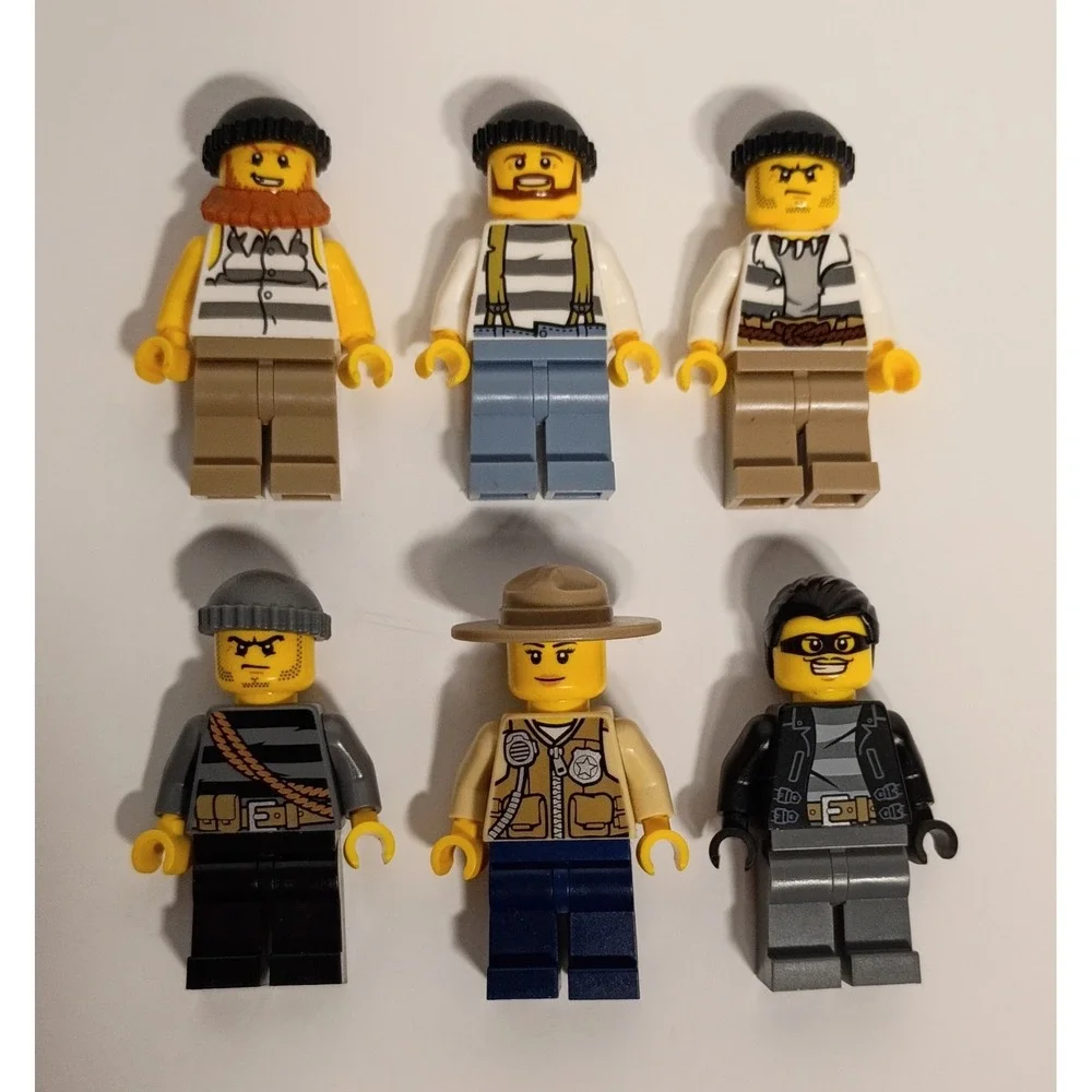 Lego Criminal Ranger Minifigures Lot of 6 Police City Crooks Robbers Prisoners